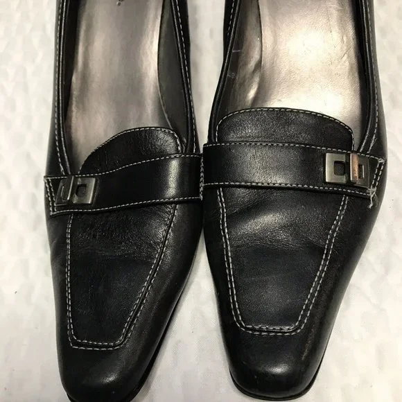 Maripé Shoes Maripe Womens Black Slip On Loafer Heels Shoes